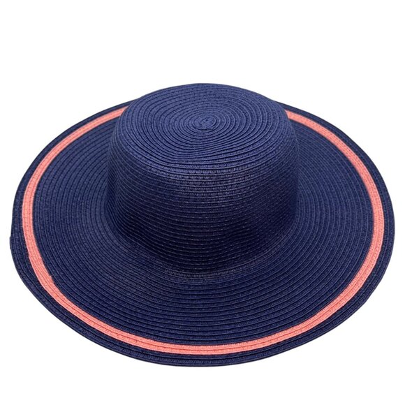 Janie and Jack "Cruise Along" Girls Navy Blue & Coral Sun Hat Size 4-5 - Picture 1 of 3